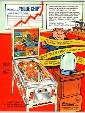 Blue Chip Pinball Machine FLYER Original 1976 Retro Stock Market Theme 8.5" x 11